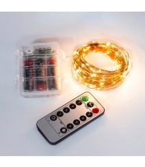 10M 100Led Waterproof Remote Control Battery Copper Wire String Lights 