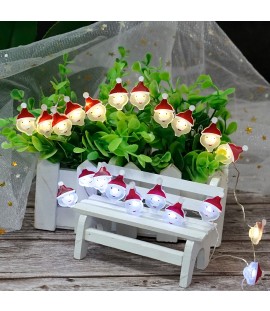 Christmas Themed Led String Lights Battery Operated Lights with Santa Claus Head Shaped