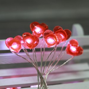 Romance Heart Shaped Led String Lights 20 pcs Warm White Lights for Valentine's Day Decoration