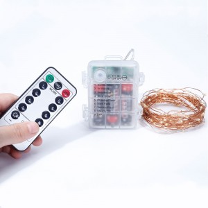 5m 50Leds Warn White 3AA Battery Waterproof Remote Control Copper Wire Led String Lights 