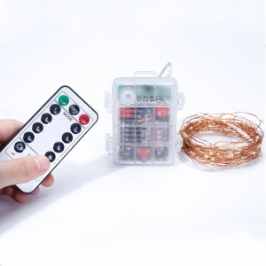 5M 50Leds Warn White 3AA Battery Waterproof Remote Control Copper Wire Led String Lights 
