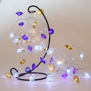 Battery Operated 20 Led Fairy String Lights Warm White Lights with Colorful Sea Glass Shards Shaped