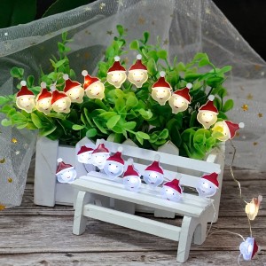 Christmas Themed Led String Lights Battery Operated Lights with Santa Claus Head Shaped