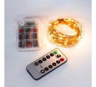 10M 100Led Waterproof Remote Control Battery Copper Wire String Lights 