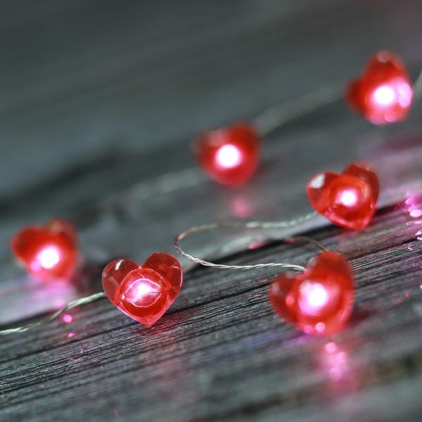 Romance Heart Shaped Led String Lights 20 pcs Warm White Lights for Valentine's Day Decoration