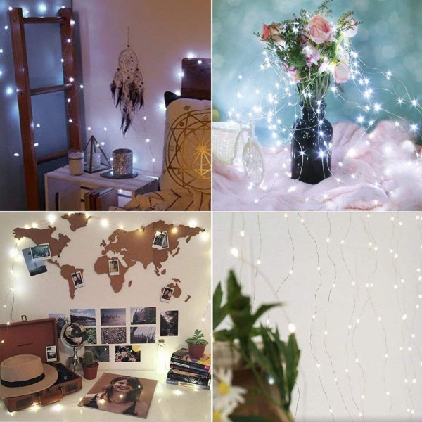 8 Modes Solar Powered Led String Lights 100 Warm White Lights