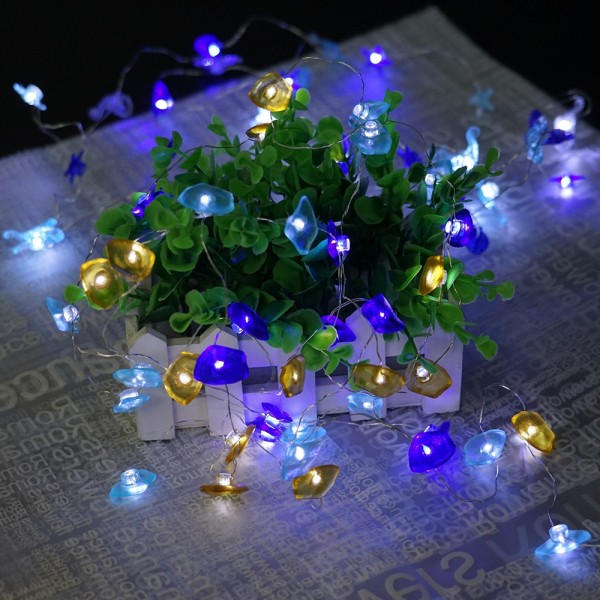 Battery Operated 20 Led Fairy String Lights Warm White Lights with Colorful Sea Glass Shards Shaped