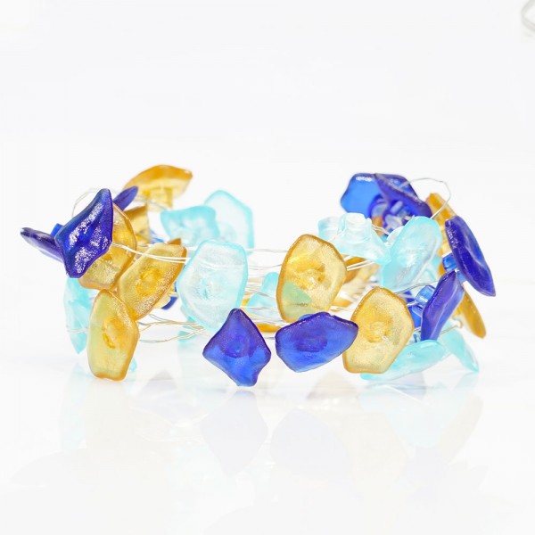 Battery Operated 20 Led Fairy String Lights Warm White Lights with Colorful Sea Glass Shards Shaped