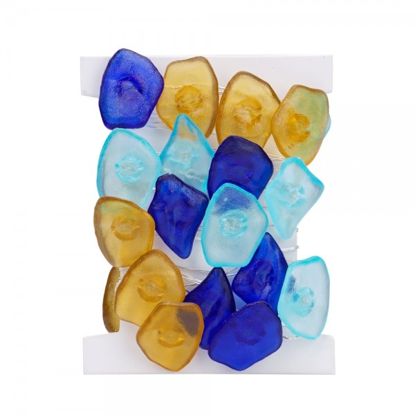 Battery Operated 20 Led Fairy String Lights Warm White Lights with Colorful Sea Glass Shards Shaped