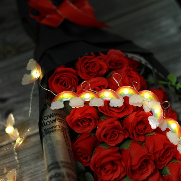2M 20Leds Warm White Led String Lights with Cloud and Rainbow Shaped for Home Decoration