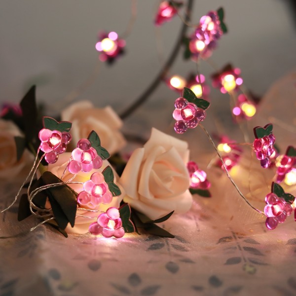Battery Operated LED String Lights 20 pcs Grape Shaped Warm Lights