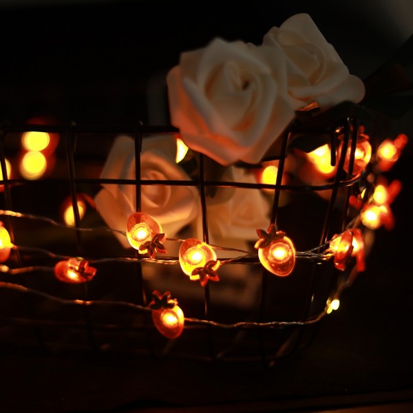 20 Warm White Lights Strawberry Shaped Led String Lights for Holiday Decoration