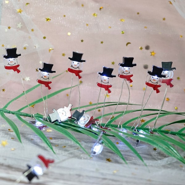 Christmas Snowman Shaped Led String Lights 20 Cool White Lights
