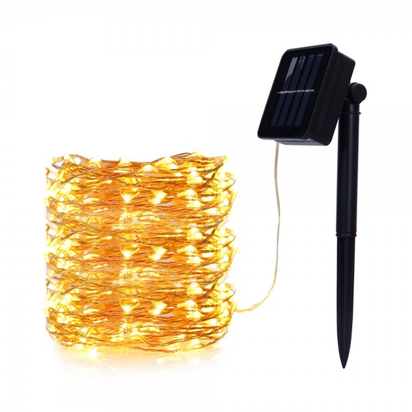 8 Modes Solar Powered Led String Lights 100 Warm White Lights