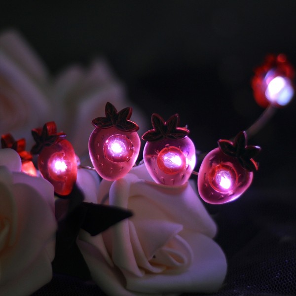 20 Warm White Lights Strawberry Shaped Led String Lights for Holiday Decoration