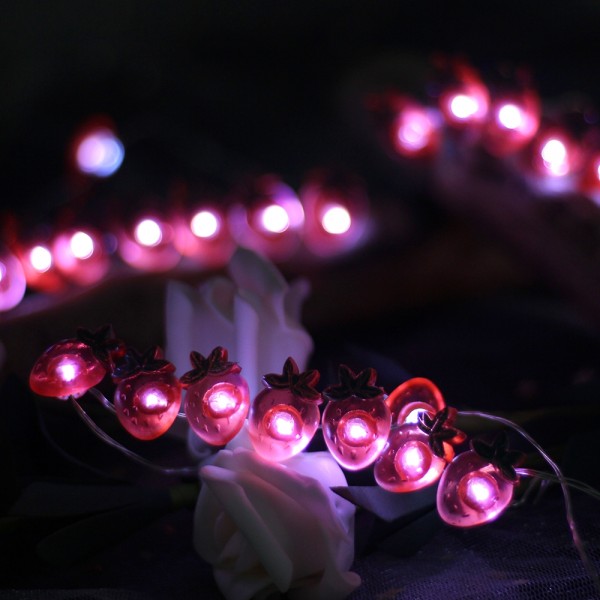20 Warm White Lights Strawberry Shaped Led String Lights for Holiday Decoration