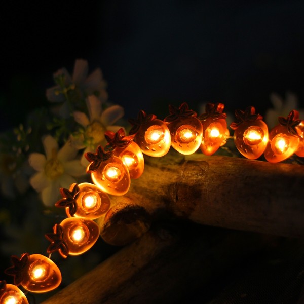 20 Warm White Lights Strawberry Shaped Led String Lights for Holiday Decoration