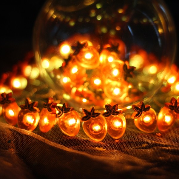 20 Warm White Lights Strawberry Shaped Led String Lights for Holiday Decoration